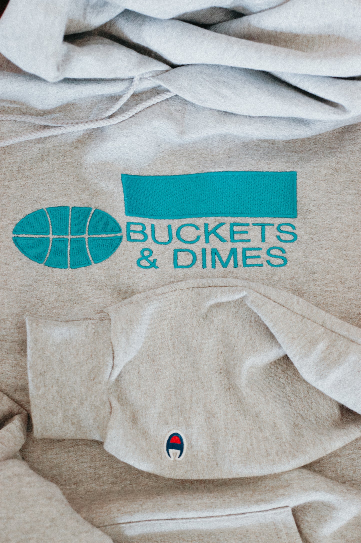 Buckets in Blue Hoodie-Heathered Gray